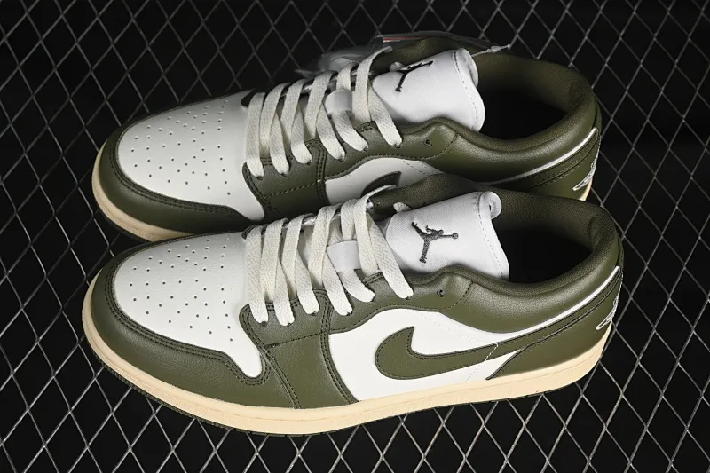 All categories Air Jordan Jordan series basketball shoes Air Jordan 1 Low Air Jordan 1 Low AJ1 Joe 1 army green and white low-top cultural and leisure sports sneakers DC0774-122